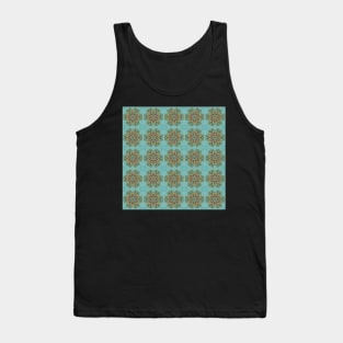 Turquoise and Gold gemmed Kaleidoscope pattern 9 Tank Top